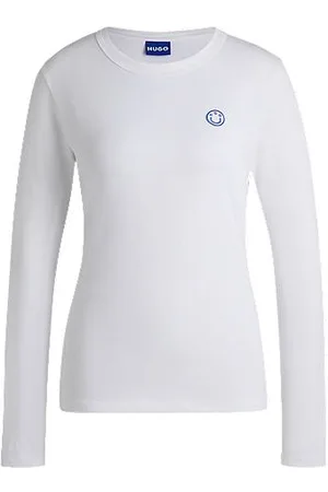 HUGO BOSS Top i bomuldsjersey med Happy -logo