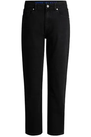 HUGO BOSS Straight fit jeans i sort denim med stræk