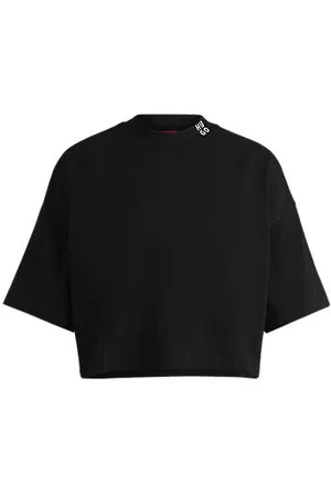 HUGO BOSS Kort T-shirt i bomuldsjersey med relaxed fit og stablet logo