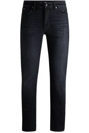 HUGO BOSS Delaware Slim fit jeans i superblød og sort italiensk denim