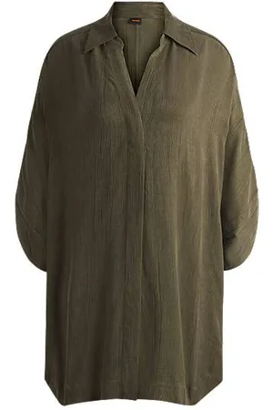 HUGO BOSS Skjortekjole med skjult lukning og relaxed fit