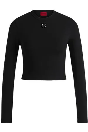 HUGO BOSS Jerseytop i slim fit med broderet stablet logo