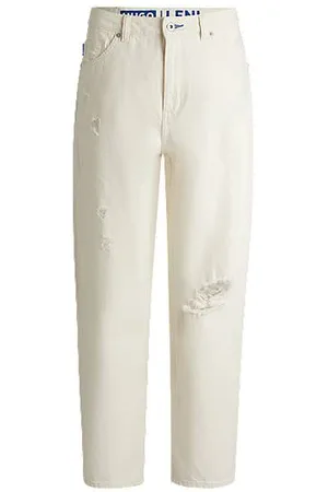 HUGO BOSS Relaxed fit jeans i slidt denim med vide ben