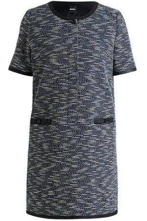 HUGO BOSS Relaxed fit kjole i tweed af bomuldsblanding