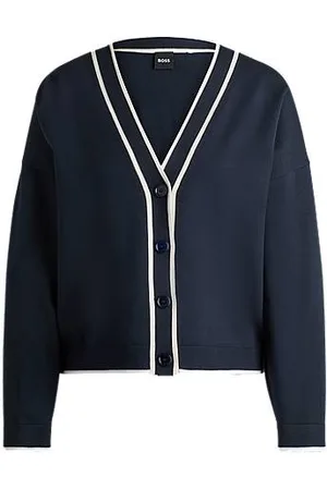 HUGO BOSS Cardigan med V-hals og knaplukning i stof med stræk