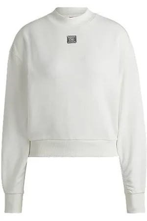 HUGO BOSS Sweatshirt med relaxed fit i bomuld med stablet logo