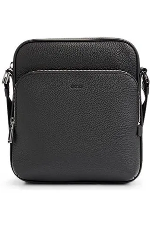 HUGO BOSS Skuldertaske i italiensk læder med præget logo