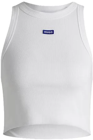 HUGO BOSS Tanktop i bomuld med stræk og logobadge