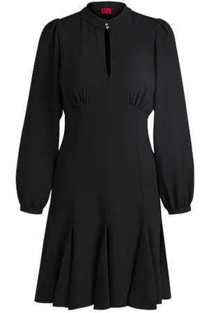 HUGO BOSS Kjole i crepe med kinakrave med knapper