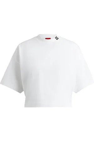 HUGO BOSS Kort T-shirt i bomuldsjersey med relaxed fit og stablet logo
