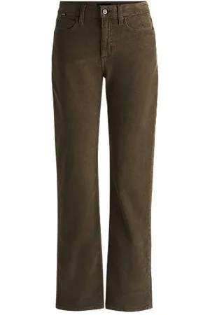 HUGO BOSS Jeans med straight fit i brun fløjl med behageligt stræk
