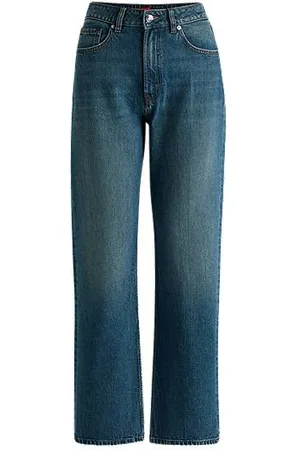 HUGO BOSS Jeans med relaxed fit i mørkeblå denim med stræk