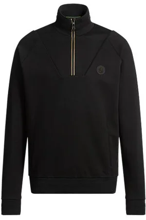 HUGO BOSS Sweatshirt i bomuldsblanding med dobbelt B-monogram og lynlås i halsen