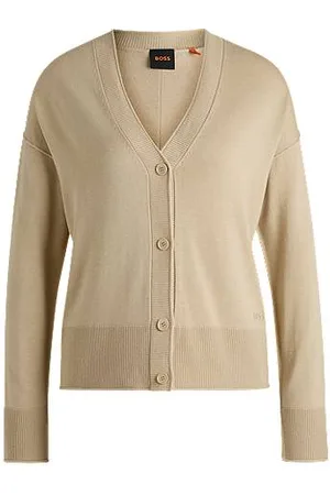HUGO BOSS Cardigan i blødt garn med regular fit og silikonelogo