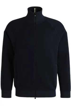 HUGO BOSS Cardigan med lynlås i bomuld og ny uld