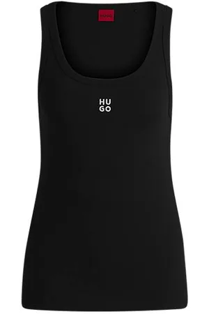 HUGO BOSS Tanktop i bomuldsblanding med ribstruktur og logo