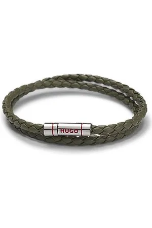 HUGO BOSS Flettet læderarmbånd med logolukning