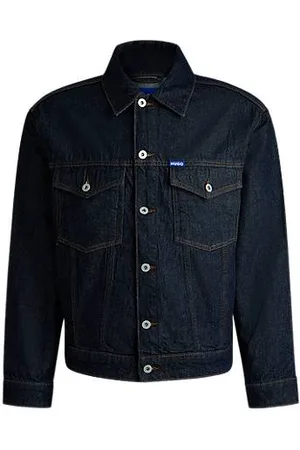 HUGO BOSS Mørkeblå jakke i denim med justerbar kant
