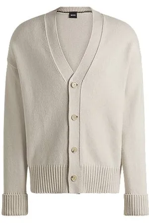 HUGO BOSS Relaxed fit cardigan med knapper foran og ribmanchetter