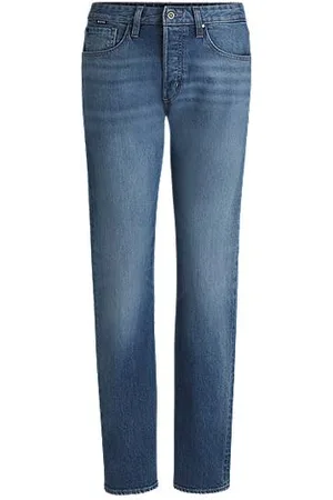 HUGO BOSS Straight fit jeans i falmet blå denim med behageligt stræk