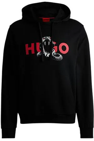 HUGO BOSS Hættetrøje i sweatkvalitet af bomuld med grafisk dyreprint