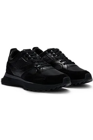 HUGO BOSS Sneakers af mesh og læder