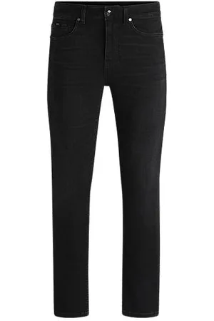 HUGO BOSS Delaware-jeans med slim fit i ekstra blød sort denim
