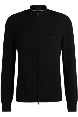 HUGO BOSS Strikket bomuldscardigan med lynlås og broderet logo