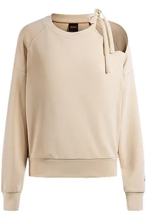 HUGO BOSS Sweatshirt med bindebånd i halsen og håndskrevet logo
