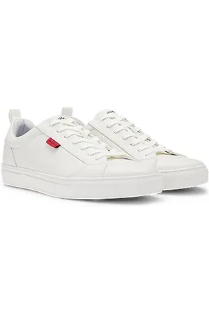 HUGO BOSS Sneakers i imiteret læder med rødt logomærkat