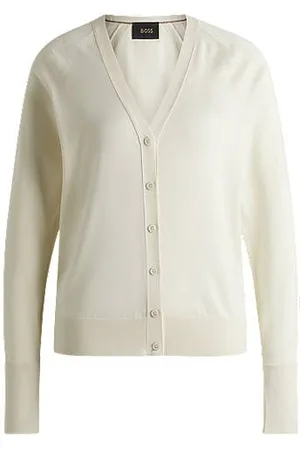 HUGO BOSS Cardigan med relaxed fit i uld, silke og kashmir