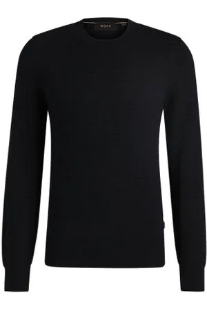 HUGO BOSS Sweater i silke med strikket struktur og regular fit