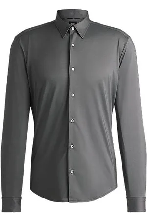 HUGO BOSS Skjorte med slim fit i stof med performance-stræk og struktur