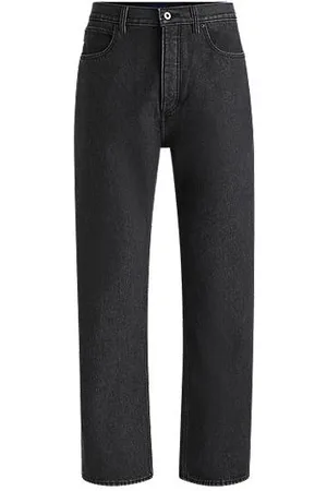 HUGO BOSS Jeans med baggy fit i sort denim med slidt effekt