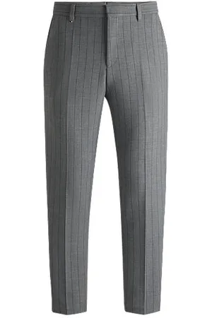 HUGO BOSS Tapered fit bukser i nålestribet stof med stræk