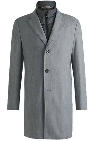 HUGO BOSS Frakke med slim fit og aftagelig lynlåshals