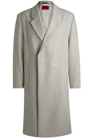 HUGO BOSS Frakke med relaxed fit i meleret uldblanding