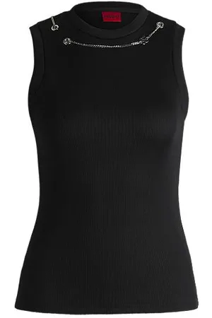 HUGO BOSS Slim fit tanktop med aftagelig logokæde
