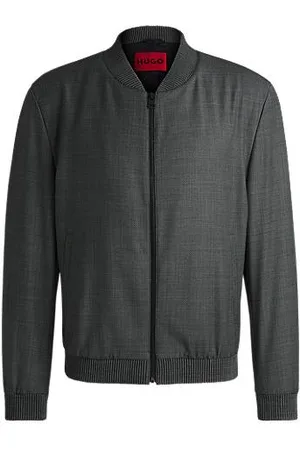 HUGO BOSS Slim fit jakke i mikromønstret birdseye-stof