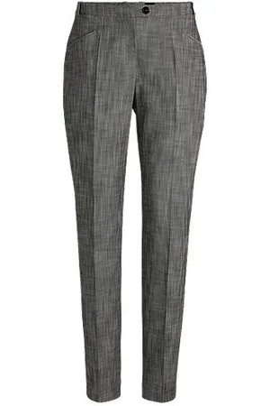 HUGO BOSS Relaxed fit bukser i meleret sharkskin-stof med stræk