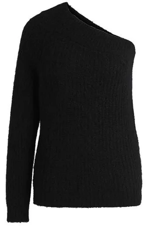 HUGO BOSS Sweater i silke med strikket struktur, enkelt skulder og regular fit