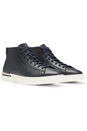 HUGO BOSS High-top sneakers af læder med signaturstribe