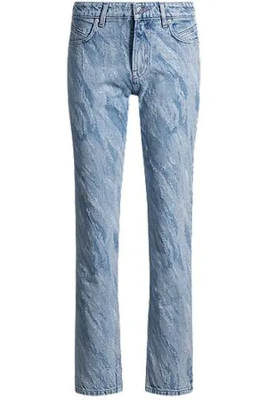 HUGO BOSS Jeans med slim fit i blå denim med laserprint