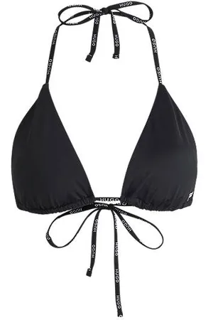 HUGO BOSS Trekantsbikinitop med kontrastfulde logostropper