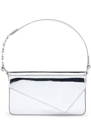 HUGO BOSS Skinnende clutch i sølv og med logohank