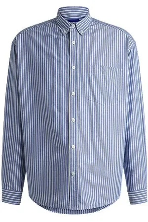 HUGO BOSS Skjorte med afslappet krave og oversize fit i oxfordbomuld