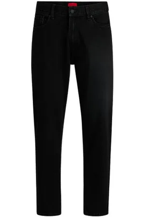 HUGO BOSS Afslappede tapered fit jeans i sort denim