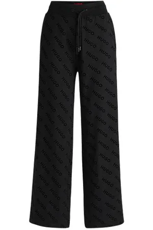 HUGO BOSS Tracksuit-bukser med løbesnor og velourlogoer