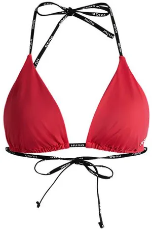 HUGO BOSS Trekantsbikinitop med kontrastfulde logostropper