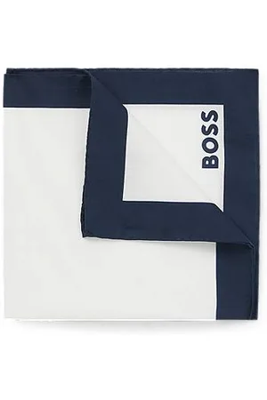 HUGO BOSS Lommetørklæde i bomuld med logo og kantprint